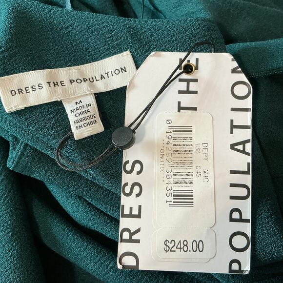 Dress the Population One Shoulder A-Line Evening Gown Green Size Medium Dress - Picture 10 of 12